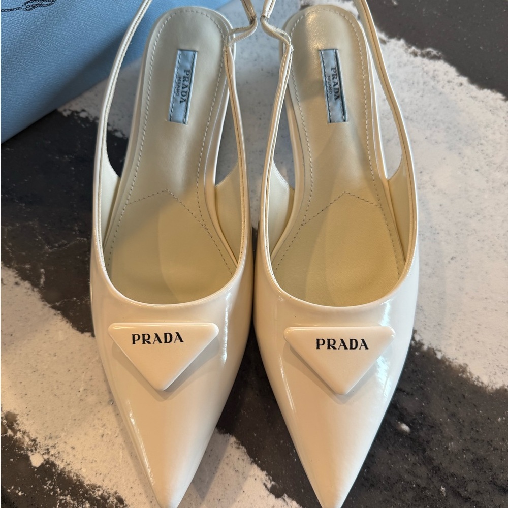 Prada Women's White Slingback Heels